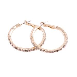 STUNNING. Gold plated rhinestone hoop earrings